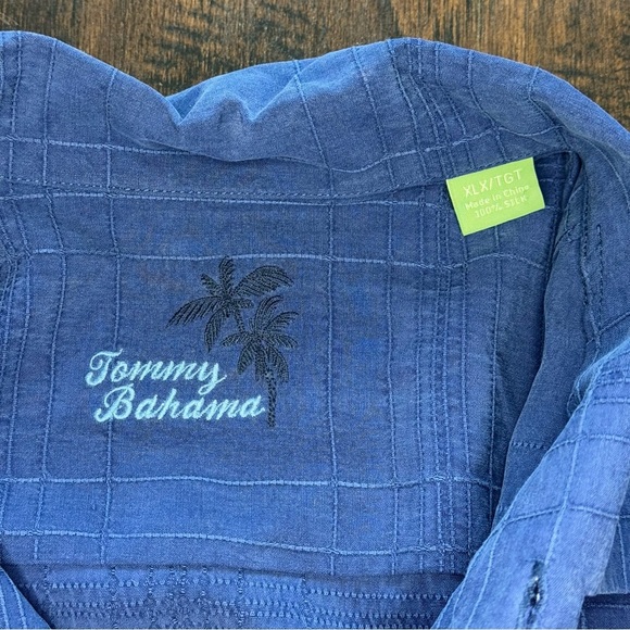 Tommy Bahama Indigo Short Sleeve button down Shirt 100% Silk XL - Picture 4 of 10